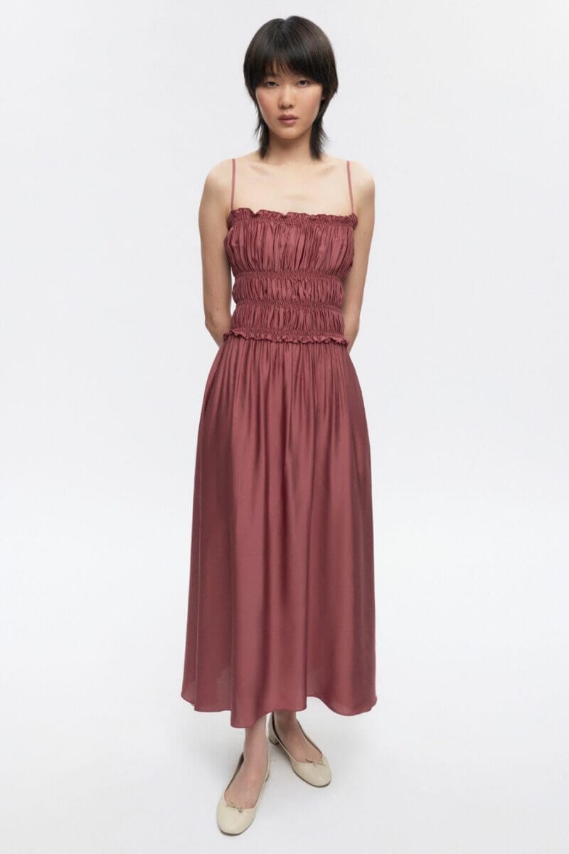 Kotn Women's Ruffle Dress in Dusty Rose, Size XS