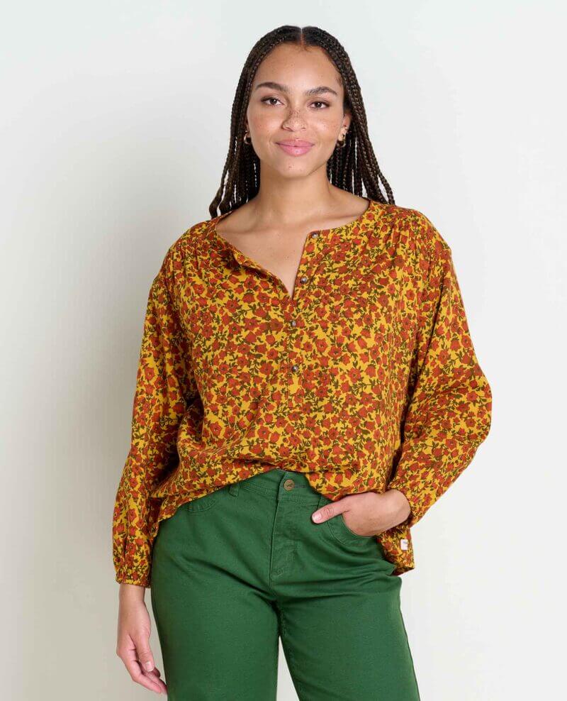 Manzana Long Sleeve Peasant Top Pollen Ditsy Print / XS
