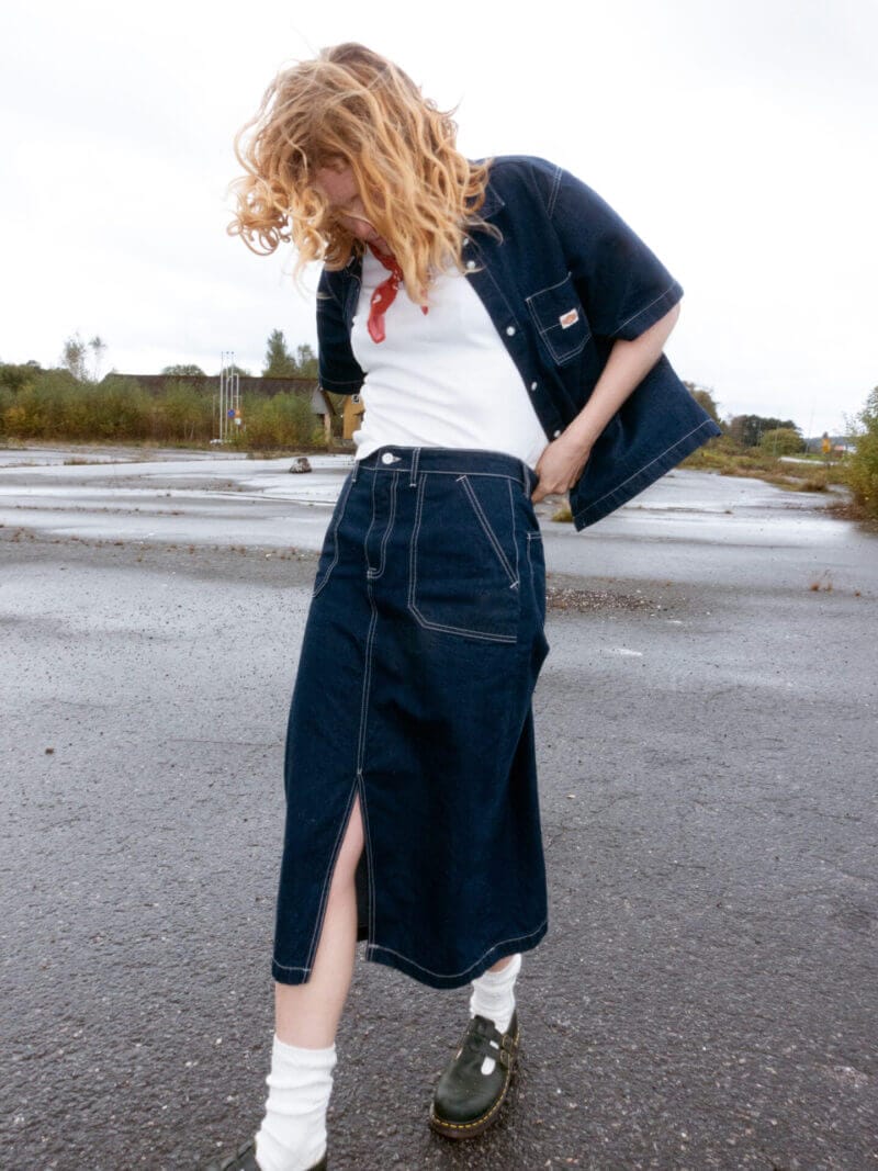 Nudie Jeans Boel Painter Denim Skirt Dark Blue Women's Organic Jackets X Small Sustainable Clothing