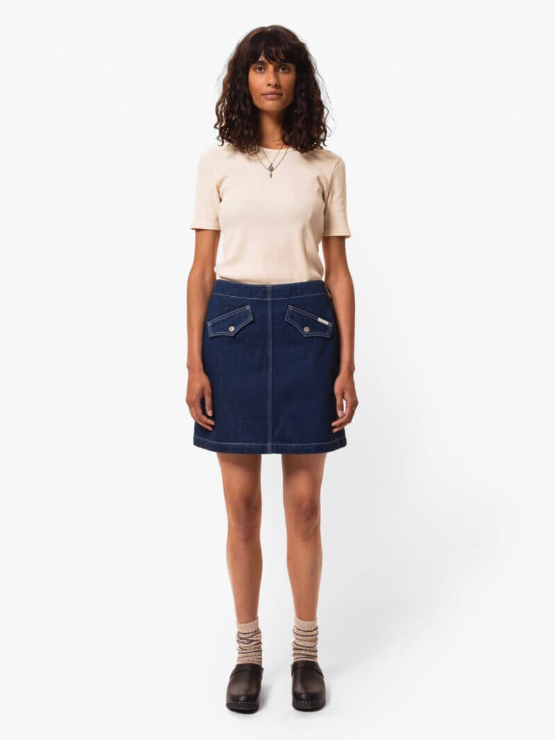 Nudie Jeans Elvy Western Denim Skirt Blue Women's Organic Denim skirt X Small Sustainable Clothing