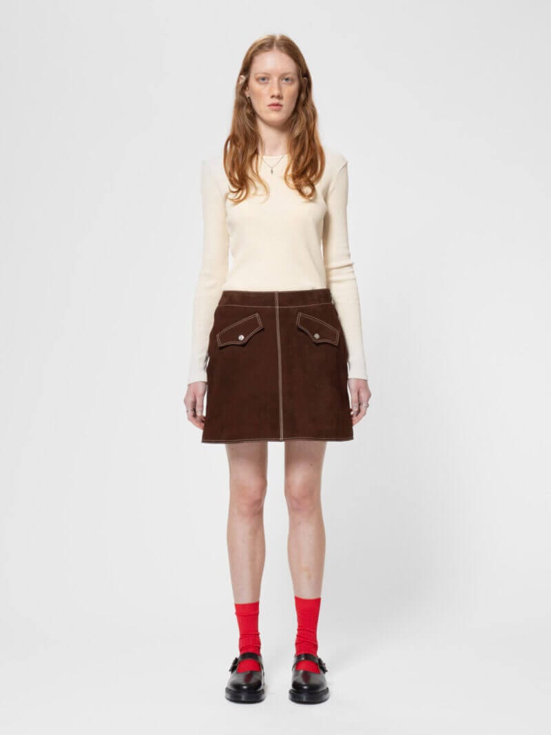 Nudie Jeans Elvy Western Suede Skirt Bruno Women's Organic Skirts X Small Sustainable Clothing