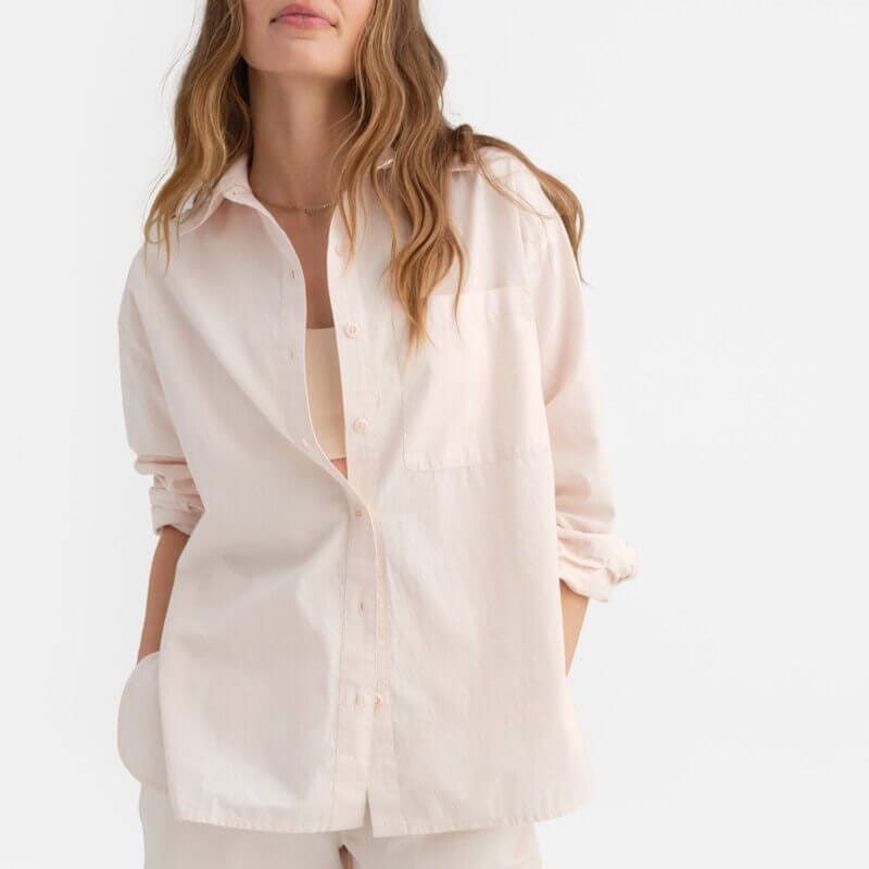 Organic Poplin Long Sleeve Button Down