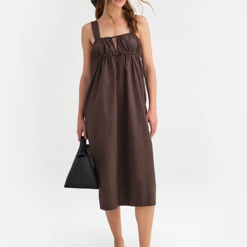 Organic Poplin Pocket Midi Dress