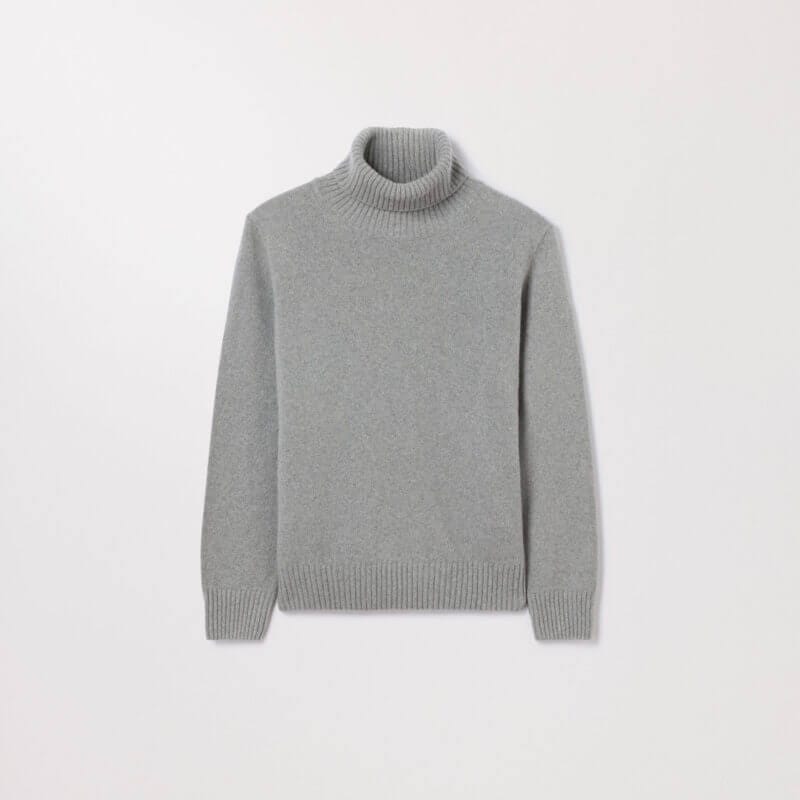 The Cashmere Roll Neck Light Grey