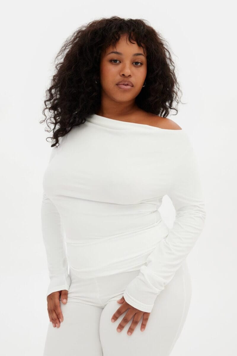 White Ayden Cowl Neck Top