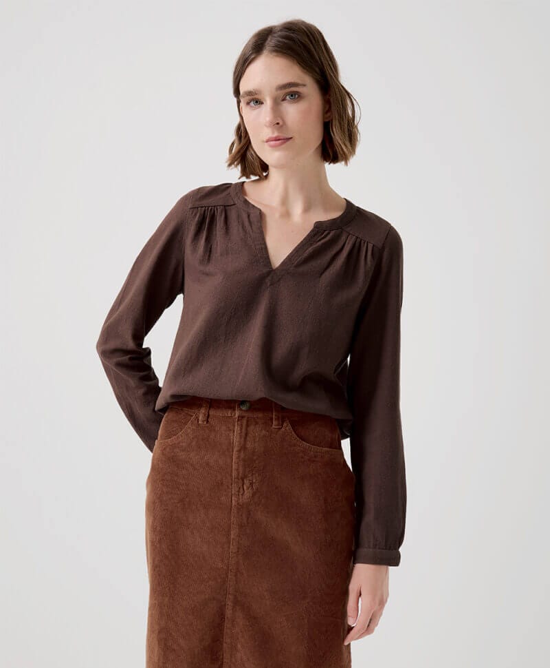 Women's Carob Cafe Crepe Poet Blouse L