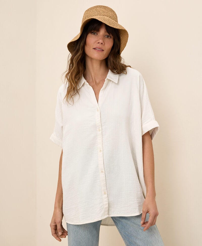 Women's Sea Salt Coastal Double Gauze Oversized Shirt XL/2XL