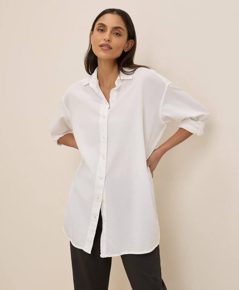 Women's White Sunset Lightweight Cotton Oversized Shirt XL/2XL
