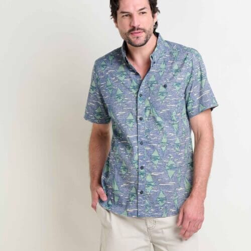 Mattock II Short Sleeve Shirt Blue Shadow Boat Print / XXL