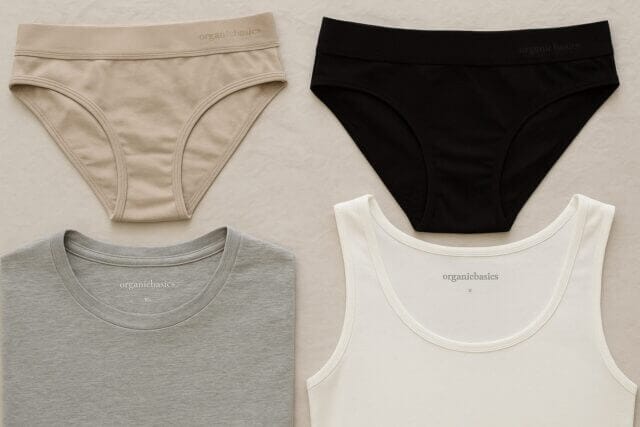 photo of 4 basic pieces from the brand organic basics
