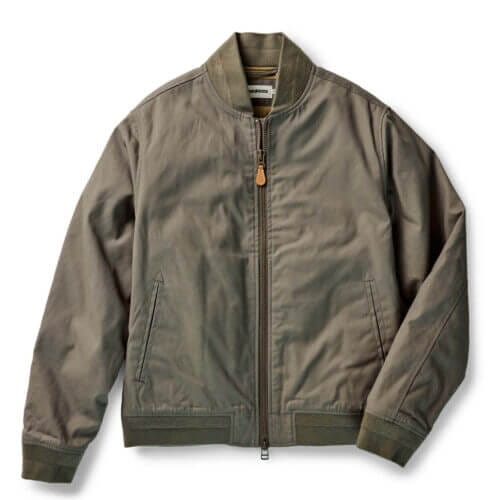 The Insulated Bomber Jacket in Fatigue Olive Dry Wax