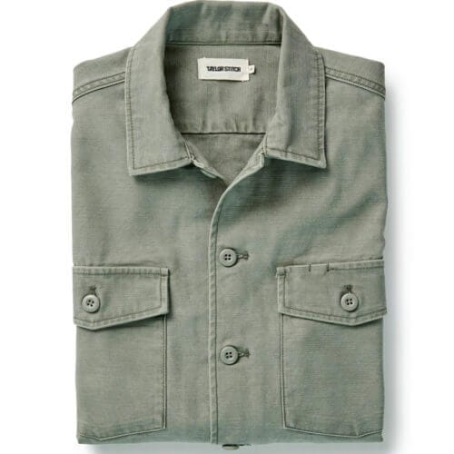 The Surplus Shirt in Field Olive Reverse Sateen