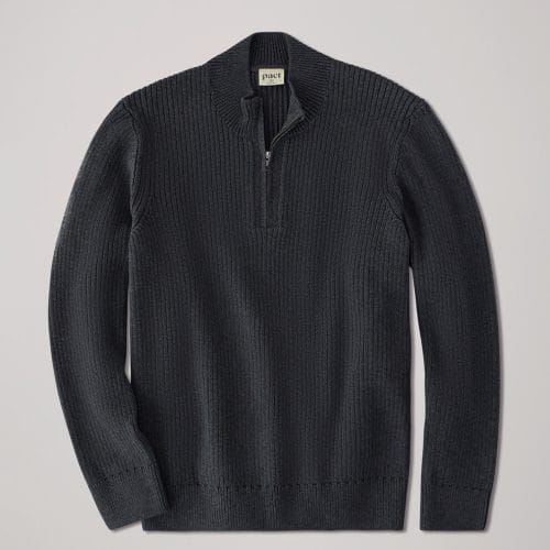 Men's Charcoal Heather High Country Knit Quarter Zip Sweater L