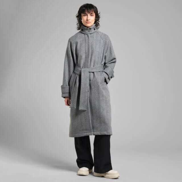 Sustainable High-Quality Wool Winter Coat Herringbone for Her by Dedicated