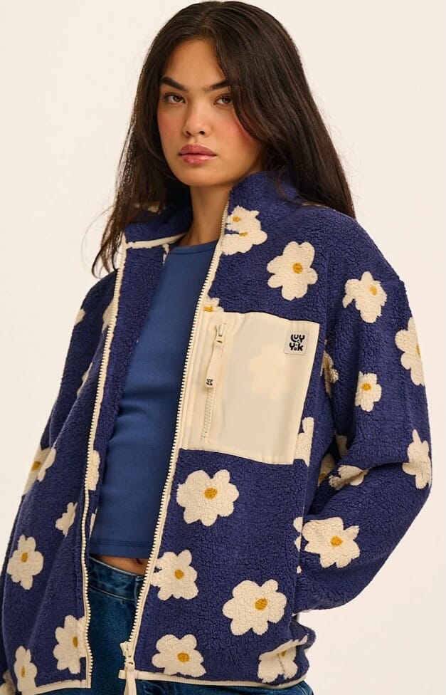 Sustainable zip up fleece by Lucy & Yak.