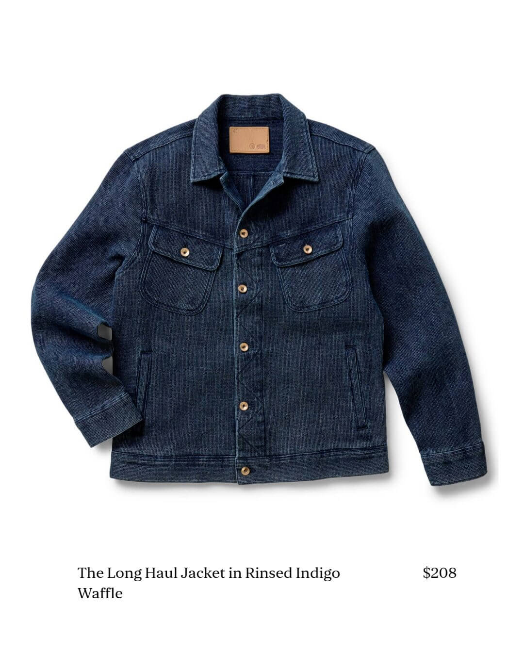 The Long Haul Jacket in Rinsed Indigo Waffle